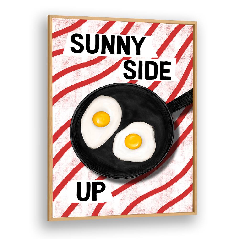 Colorful art featuring a frying pan with sunny side up eggs, perfect for SUNNY SIDE UP, BAR decor.