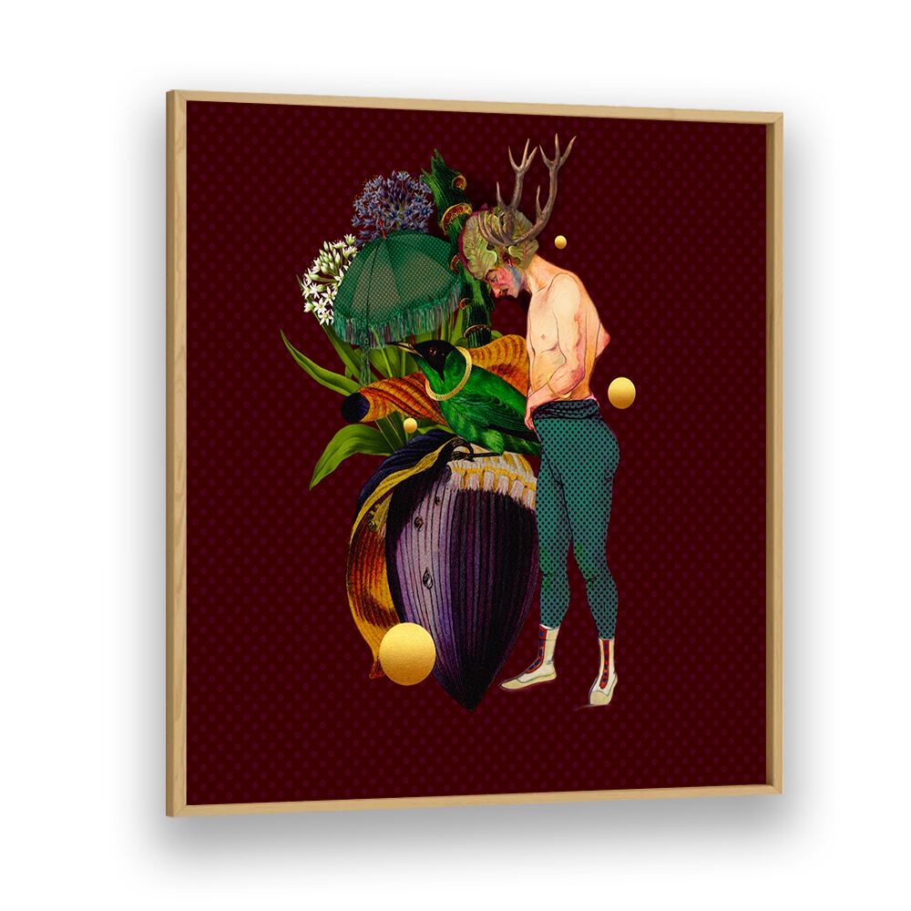 Enchanted Forest VI, Portraits features a mystical figure with antlers, blending nature's beauty and artistry.
