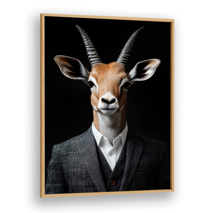 WILD SUITS - ANTELOPE, ANIMAL PAINTINGS showcases a stylish antelope in a tailored suit, blending elegance with uniqueness.