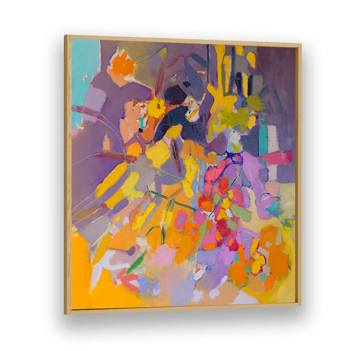 Vibrant ORANGE FLOWERS in an ABSTRACT PAINTING, perfect for adding color to your home decor. Ideal for enthusiasts.