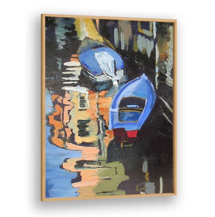 BOATS ON THE CANAL , BEACH PAINTINGS