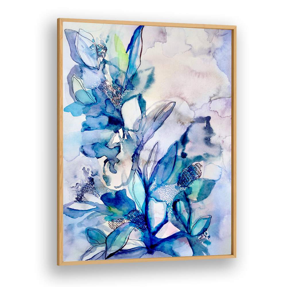 Vibrant AQUA FLORAL, FLORAL FLOWER PAINTINGS featuring blue hues, perfect for enhancing any decor.