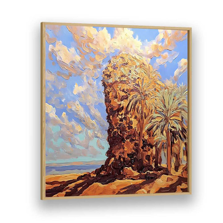 Transform your space with the PALMS BY THE SEA, a stunning piece evoking coastal tranquility and beachside serenity.