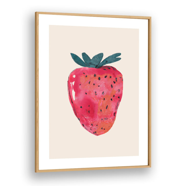 FRESA, KITCHEN POSTERS featuring a vibrant strawberry design framed in natural wood by Oakwood Plain.
