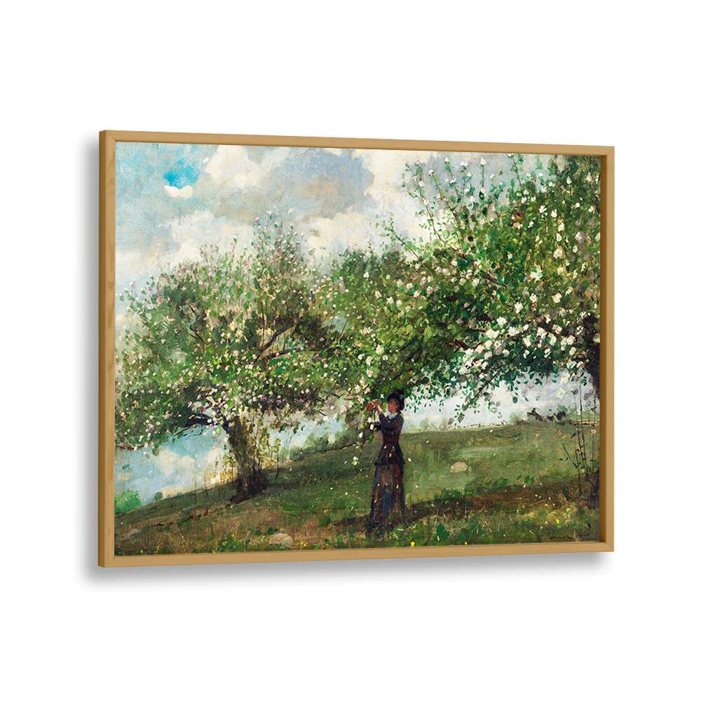 GIRL PICKING APPLE BLOSSOMS (1879) , VINTAGE PAINTINGS