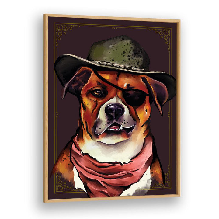Stylish dog portrait with hat and bandana, perfect for DOG, ANIMAL PAINTINGS lovers seeking unique wall art.