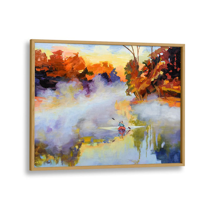 PADDLING IN THE MIST , LANDSCAPE PAINTINGS