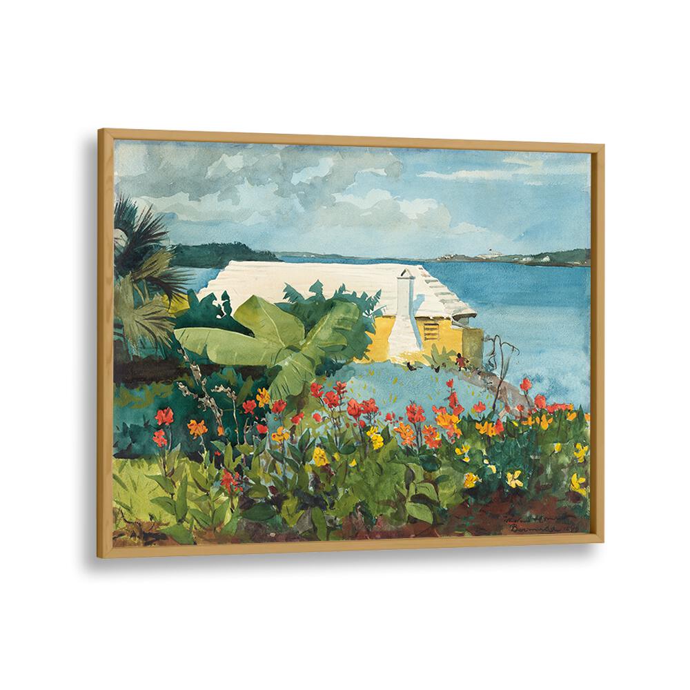 FLOWER GARDEN AND BUNGALOW, BERMUDA (1899)  , VINTAGE PAINTINGS