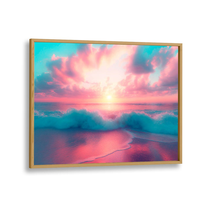 Experience PASTEL PERFECTION, BEACH PAINTINGS with serene, colorful ocean waves and a stunning sunset by Philippe Hugonnard.