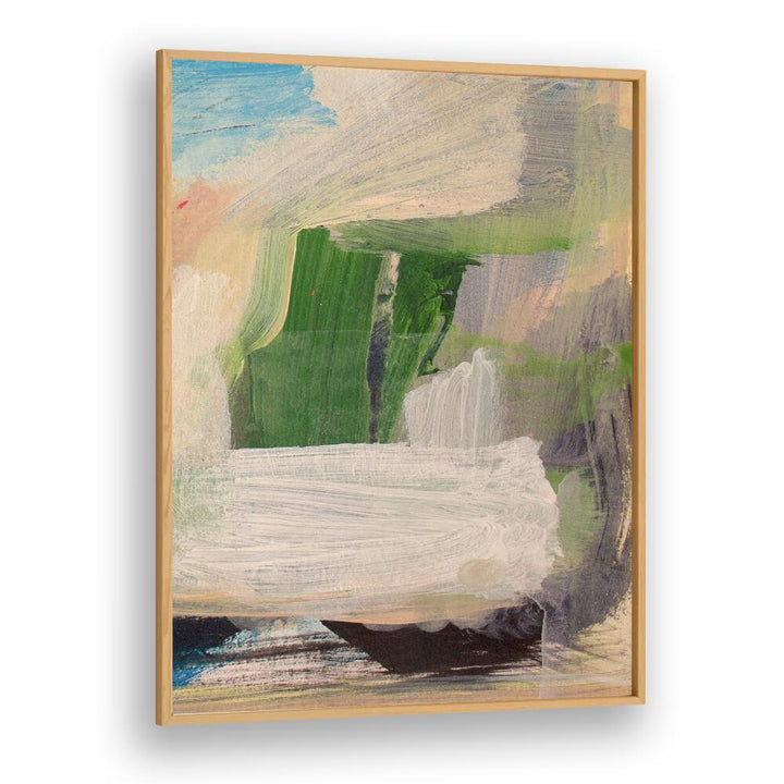 Vibrant SERENE BRUSHSTROKES, ABSTRACT PAINTINGS showcasing soothing colors in a stylish wooden frame. Perfect for any space.