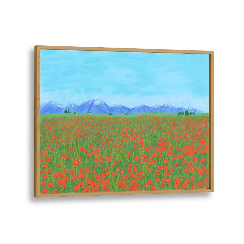 POPPY FIELD , LANDSCAPE ART PRINTS , LANDSCAPE PAINTINGS