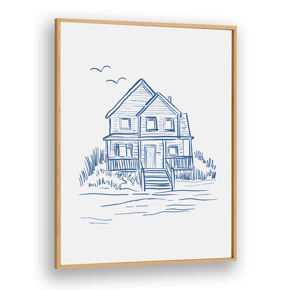 NANTUCKET BEACHHOUSE, BEACH PAINTINGS showcase a charming coastal home, perfect for beachside decor lovers.