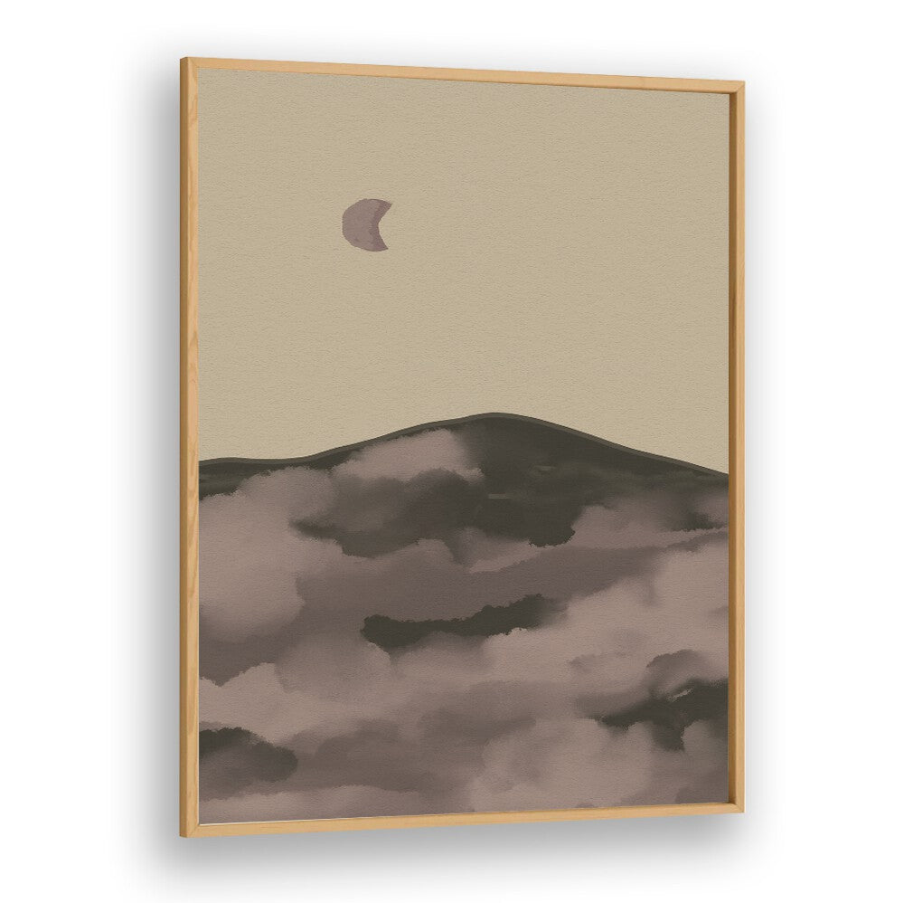 Tranquil NIGHT, LANDSCAPE PAINTINGS featuring serene hills and a soft moon, perfect for evening ambiance.
