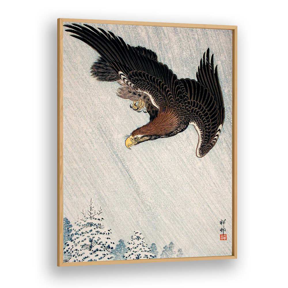 EAGLE FLYING IN SNOW (1933) , JAPANESE PAINTINGS , JAPANESE ART PRINTS