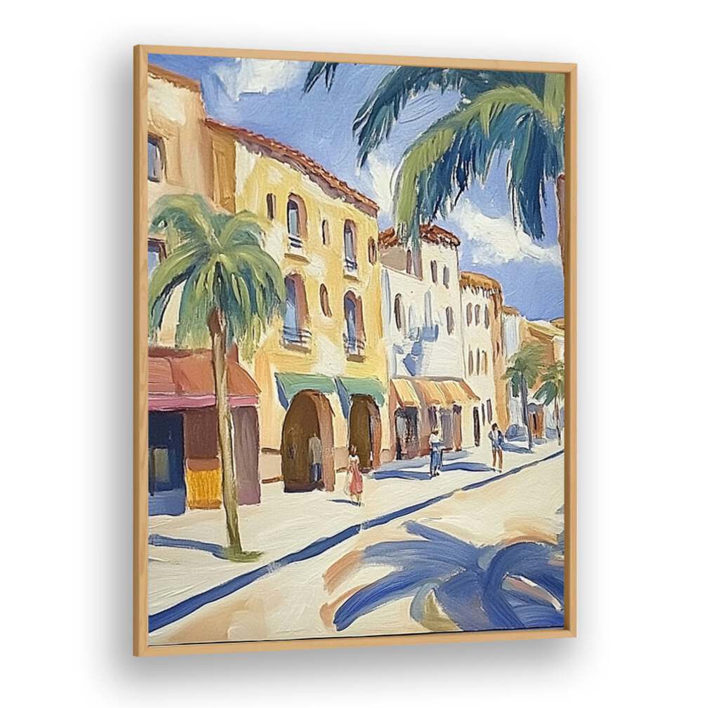 Vibrant PALM TREES ON THE STREET print, perfect for enhancing any living space with a tropical allure.