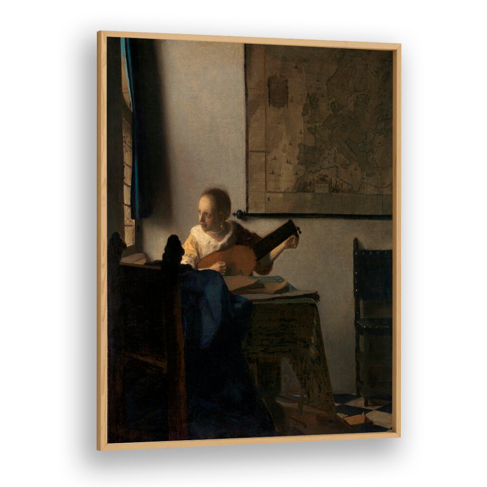 YOUNG WOMAN WITH A LUTE (CA.1662–1663)  BY JOHANNES VERMEER, VINTAGE PAINTINGS