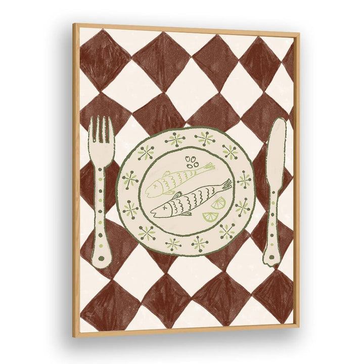 Stylish DINNER , KITCHEN POSTERS feature a charming plate with fish, perfect for enhancing your culinary space.