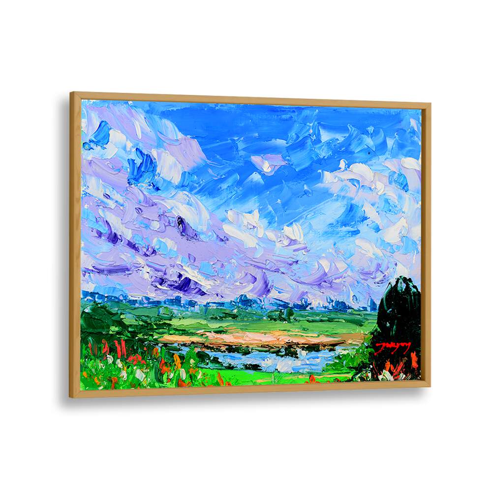 Vibrant WILDFLOWERS AND SKY, LANDSCAPE PAINTINGS showcasing a stunning blue sky and colorful blooms. Perfect for any decor.