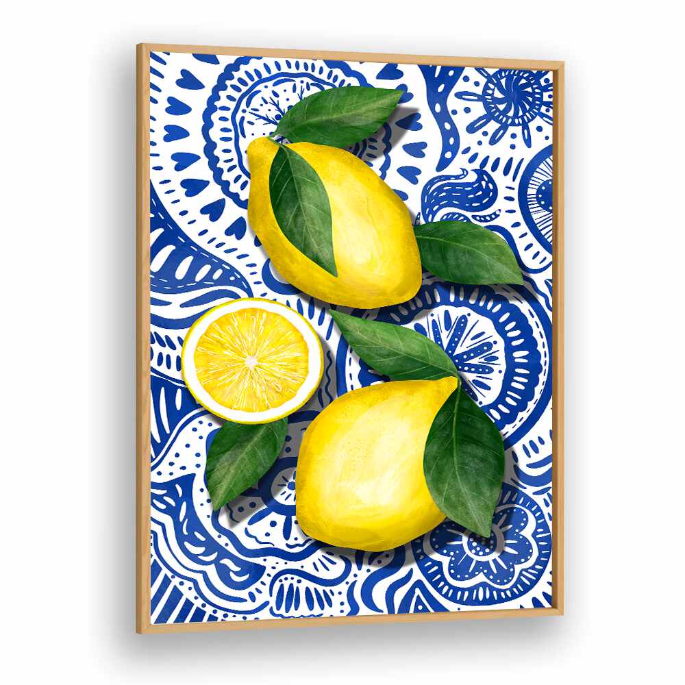 Bright LIMONES, KITCHEN POSTERS featuring vibrant lemons on a decorative blue background for stylish kitchen decor.