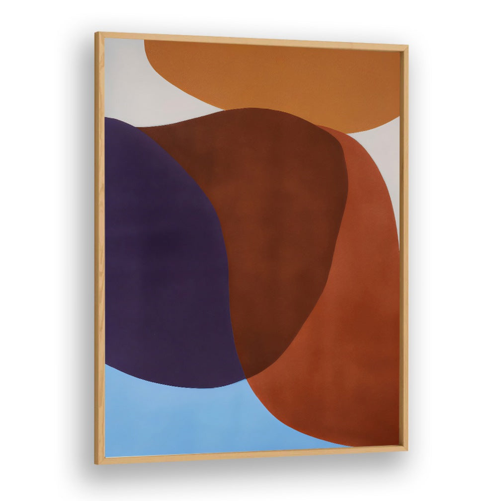 FREE FORM , ABSTRACT PAINTINGS featuring fluid shapes in earthy tones and blue, showcasing Oakwood Plain’s unique contemporary art style.