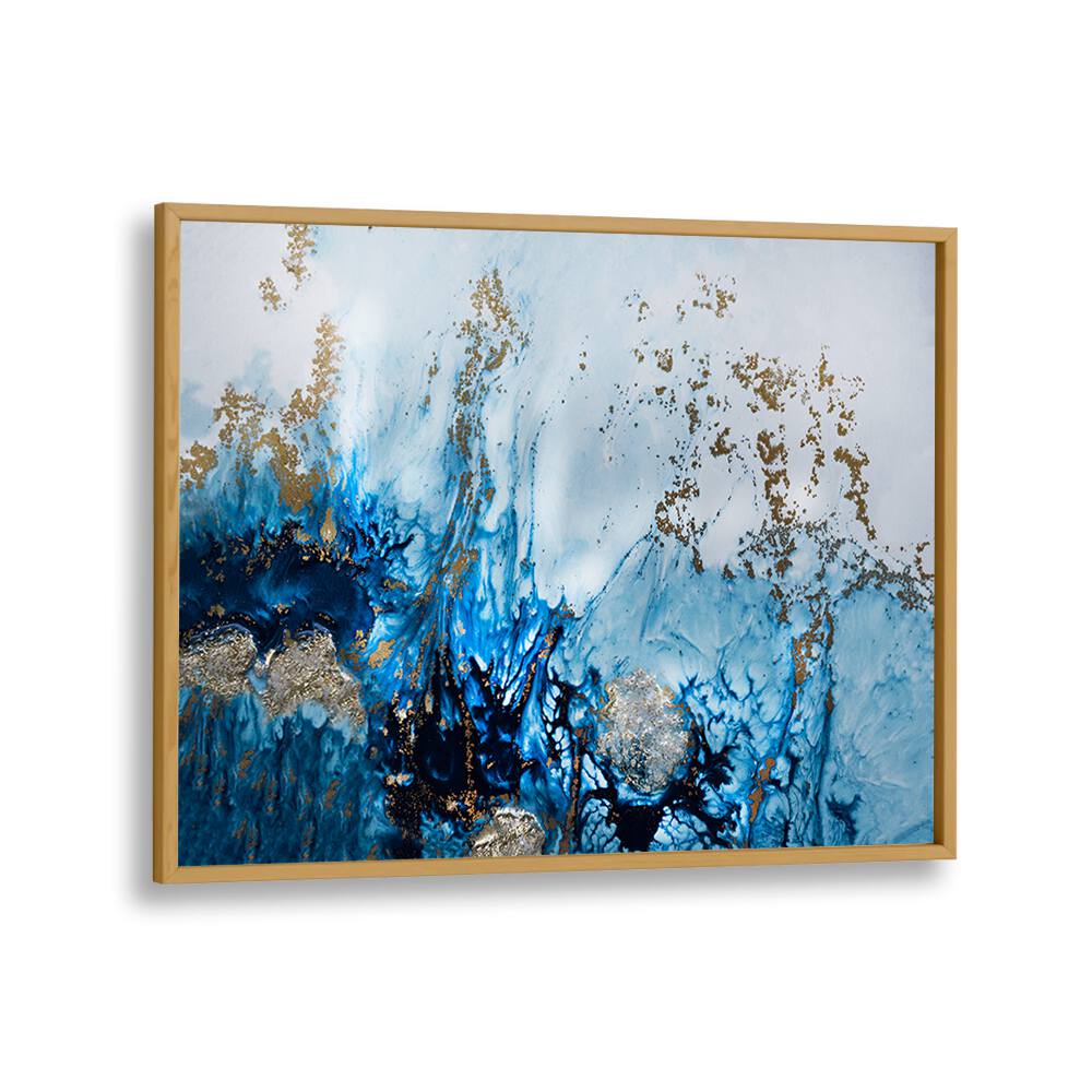 Vibrant blue and gold hues merge in the GENTLY DRIFTING, ABSTRACT PAINTINGS, perfect for transforming any space.