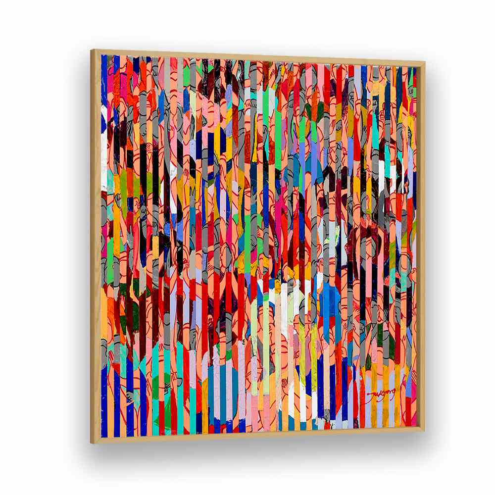 Colorful abstract painting titled “STADIUM , ABSTRACT PAINTINGS” showcasing vibrant patterns and textures.
