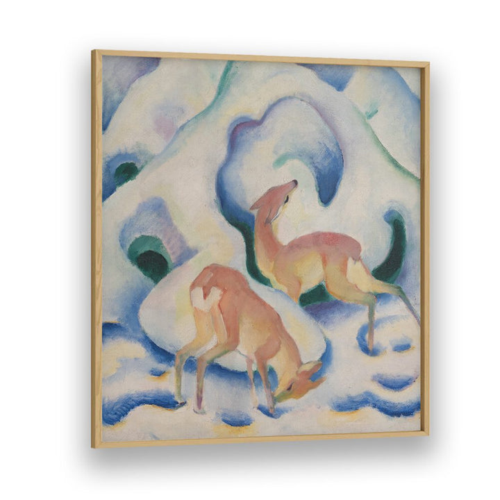 DEER IN THE SNOW II, VINTAGE PAINTINGS