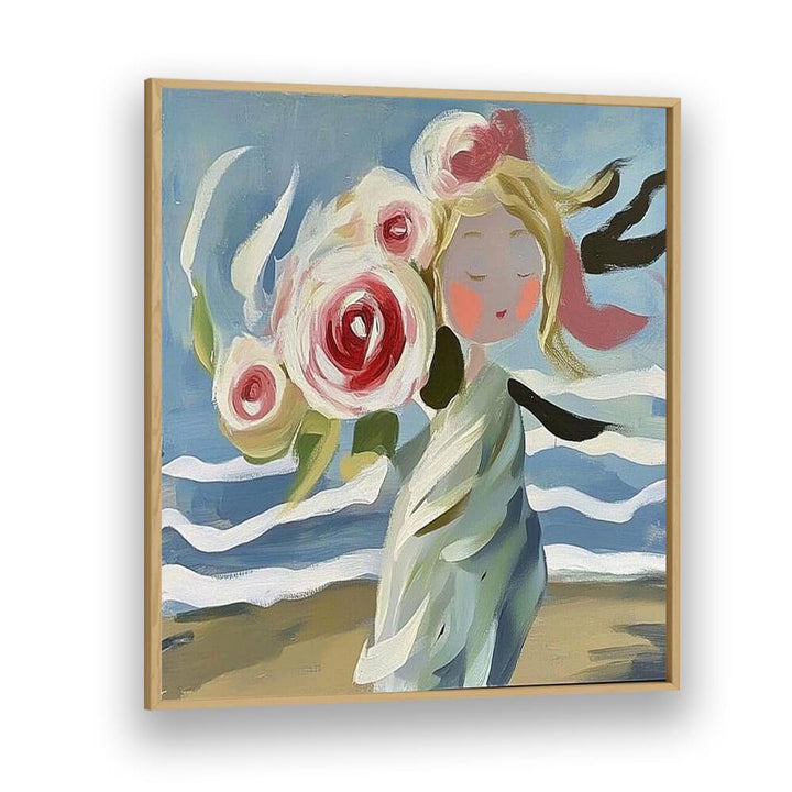 Charming GIRL WITH ROSES artwork, perfect for adding beauty and elegance to any space. Elevate your decor today!