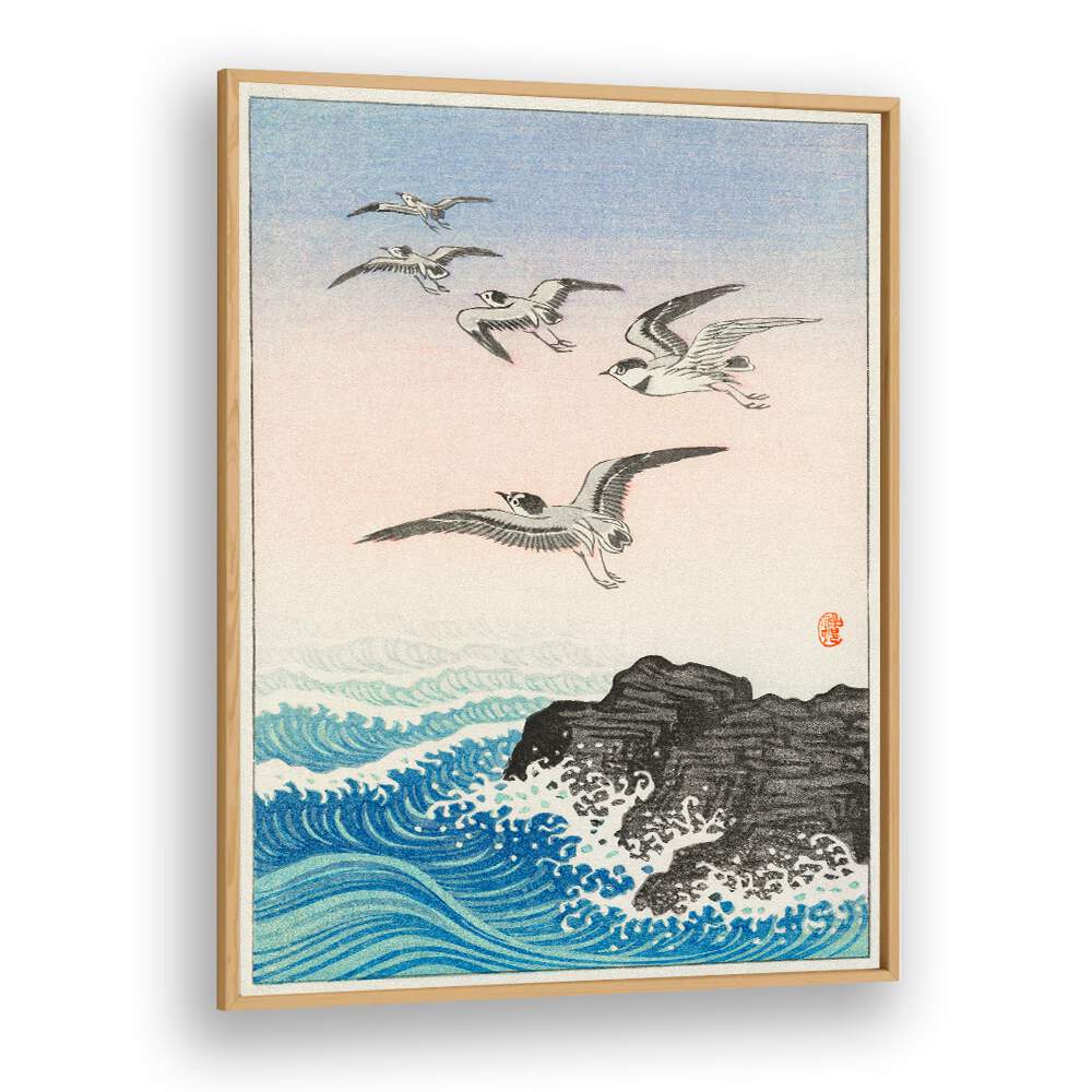 FIVE SEAGULLS ABOVE THE SEA (1900 - 1945)  , JAPANESE PAINTINGS , JAPANESE ART PRINTS