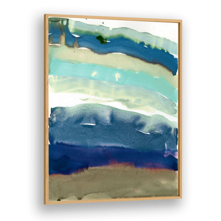 Colorful abstract painting representing geological layers, titled "THE LAYERS OF THE EARTH, ABSTRACT PAINTINGS."
