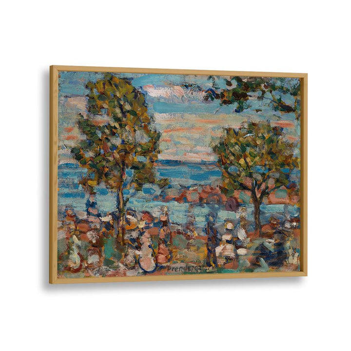 BEACH SCENE WITH TWO TREES , VINTAGE PAINTINGS