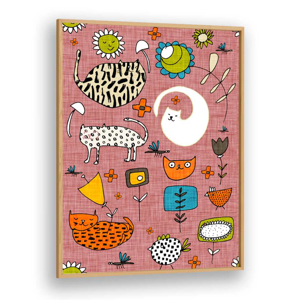 Bright and playful SPRING CAT PINK, KIDS ROOM PAINTINGS bring joy and color to any child's space. Perfect for decor!