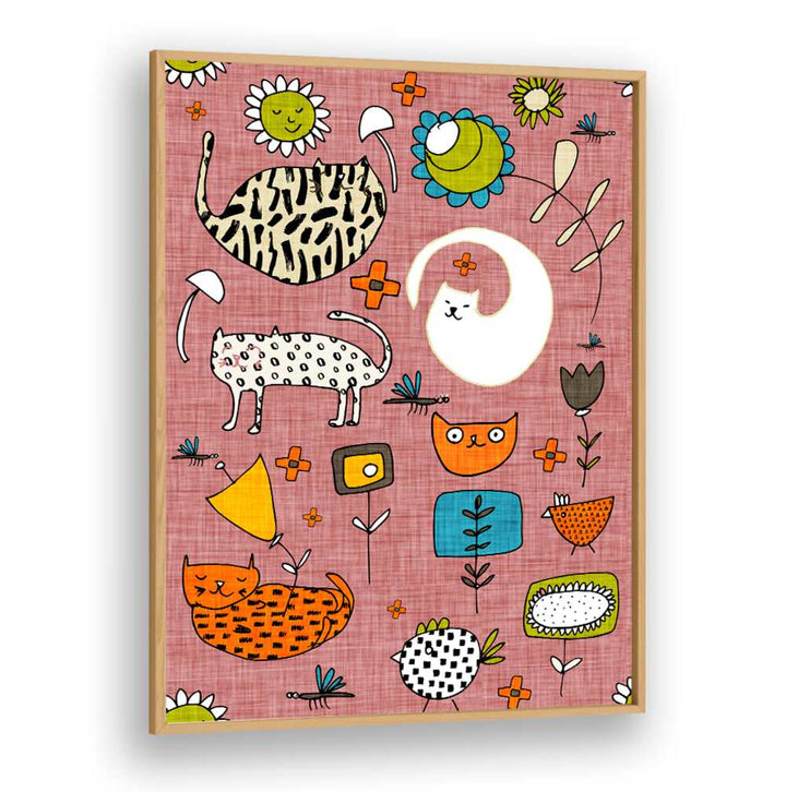Bright and playful SPRING CAT PINK, KIDS ROOM PAINTINGS bring joy and color to any child's space. Perfect for decor!