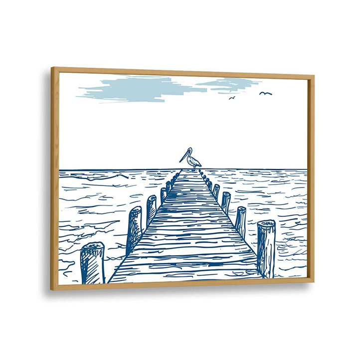 Elevate your space with PELICAN PIER, BEACH PAINTINGS featuring a serene pier and pelican by the water.