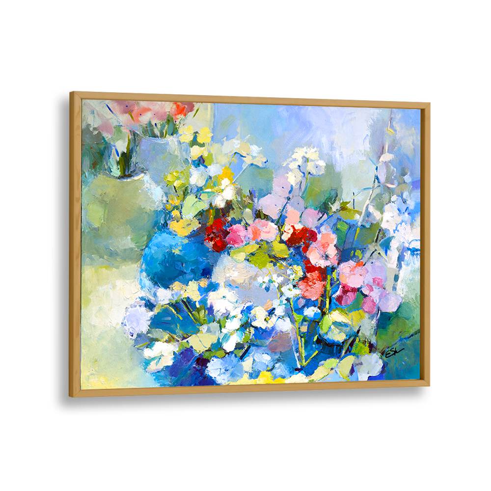 Vibrant WILDFLOWERS in an ABSTRACT PAINTING, perfect for home decor lovers seeking nature's beauty.