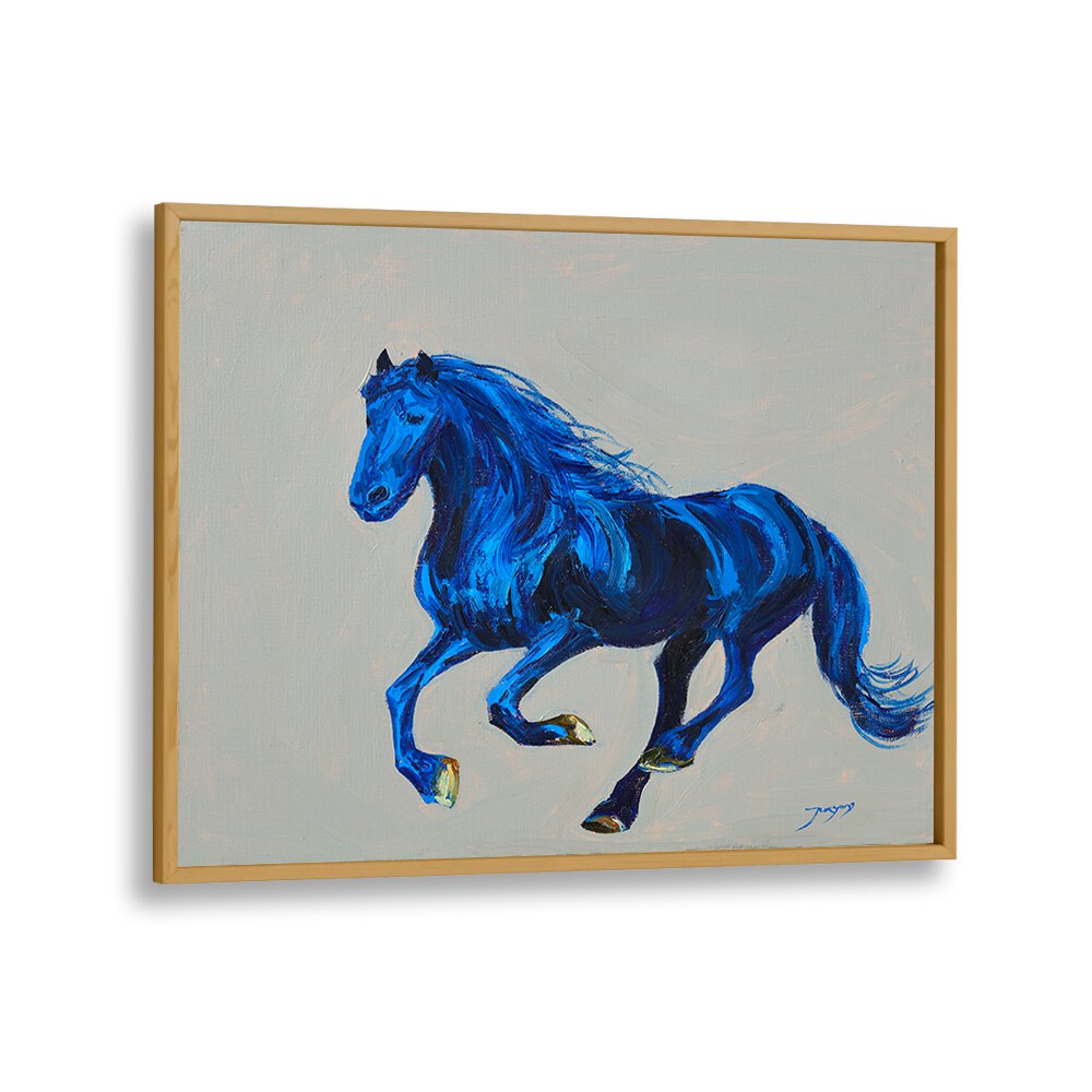 Vibrant blue horse artwork, perfect for lovers of A BLUE HORSE, ANIMAL PAINTINGS at Oakwood Plain.