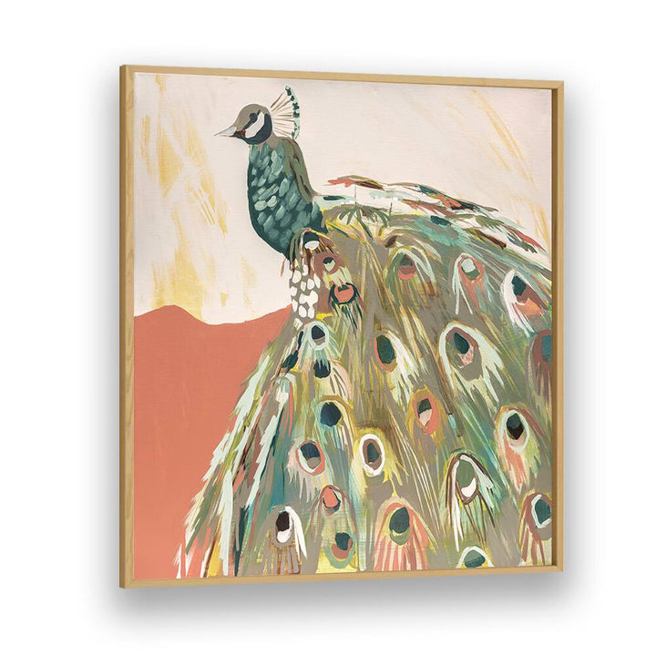 Vibrant PEACOCK SALMON, ANIMAL PAINTINGS showcase abstract beauty, perfect for enhancing any home decor.