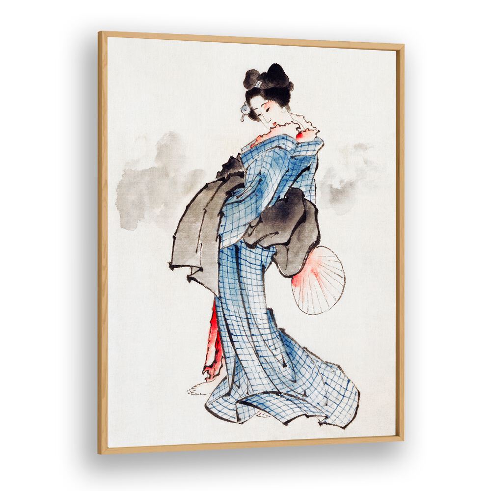 JAPANESE WOMAN (1760-1849) VINTAGE UKIYO-E STYLE BY KATSUSHIKA HOKUSAI, JAPANESE PAINTINGS