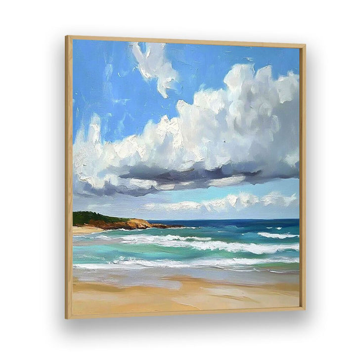 CLOUDY DAY AT THE BEACH artwork beautifully captures serene coastal tranquility, perfect for enhancing beach decor.