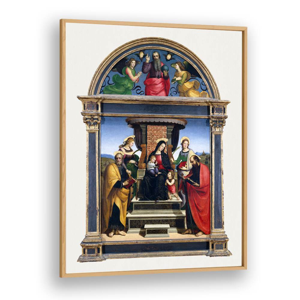 MADONNA AND CHILD ENTHRONED WITH SAINTS (1503-1505) BY RAPHAEL RAFFAELLO , VINTAGE PAINTINGS