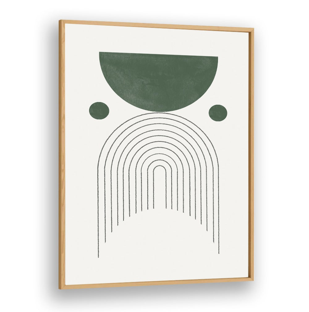 Stylish GREEN MID CENTURY MODERN NO.3, GEOMETRIC ART PRINTS featuring vibrant greens and serene lines for your decor.