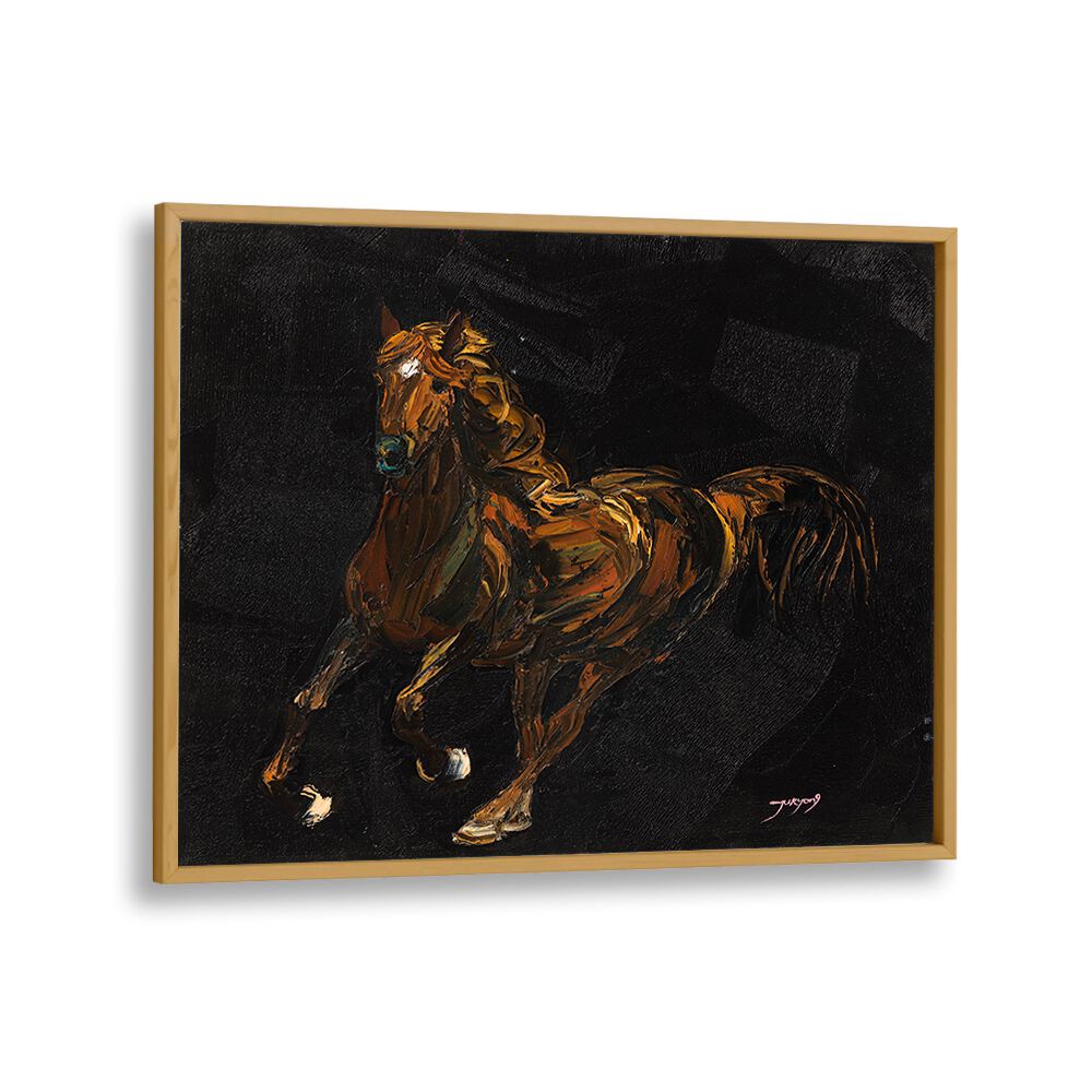 Vibrant artwork featuring a brown horse, perfect for animal paintings lovers. Ideal for home decor.