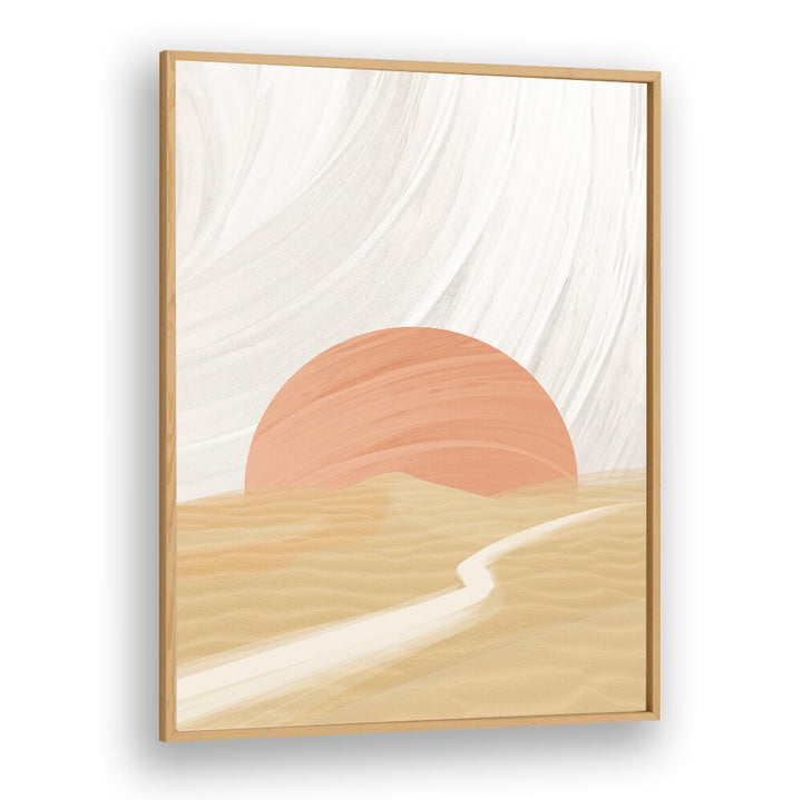 Elegant SARAH, LANDSCAPE PAINTINGS featuring a serene sunset and soft sandy tones, perfect for modern decor.