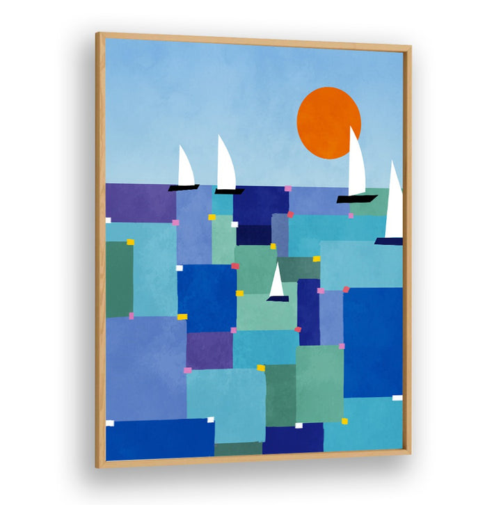 Bright and colorful RADIANT OCEAN VOYAGE, BEACH PAINTINGS capture serene sailing scenes for ocean lovers.