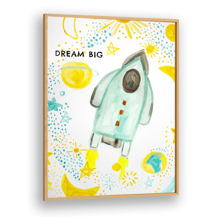 DREAM BIG, KIDS ROOM PAINTINGS featuring a playful rocket design, perfect for inspiring young dreamers.