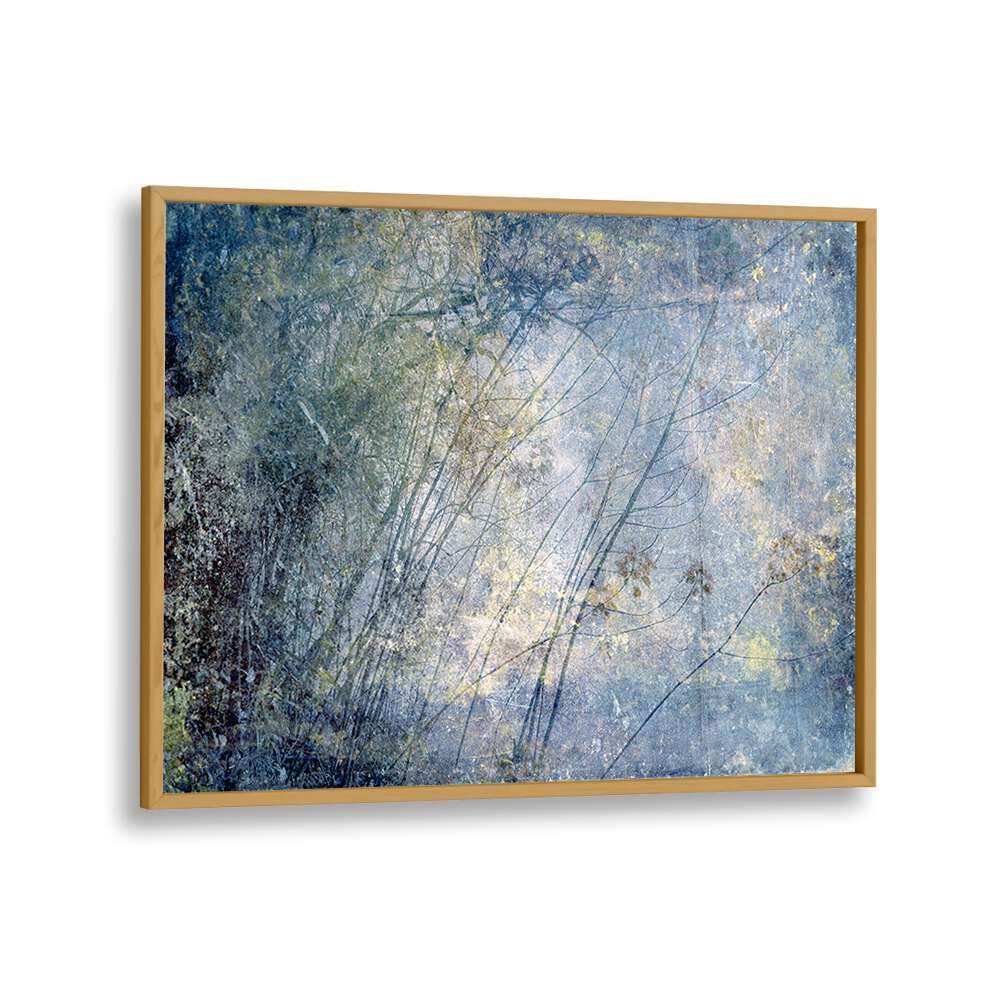 Experience serene beauty with HIGH SIERRA I, ABSTRACT PAINTINGS, featuring a calming blue and gold design.