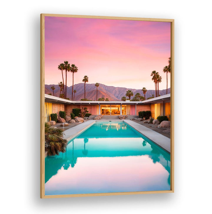 Stunning MID-CENTURY POOL, BEACH PAINTINGS by Philippe Hugonnard, enhancing outdoor elegance with retro charm.