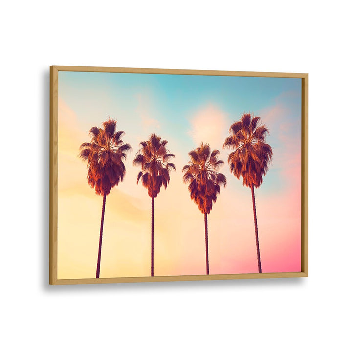 L.A Sunset Palms, Beach Paintings showcase vibrant palm trees against a colorful sky, perfect for a serene home decor.