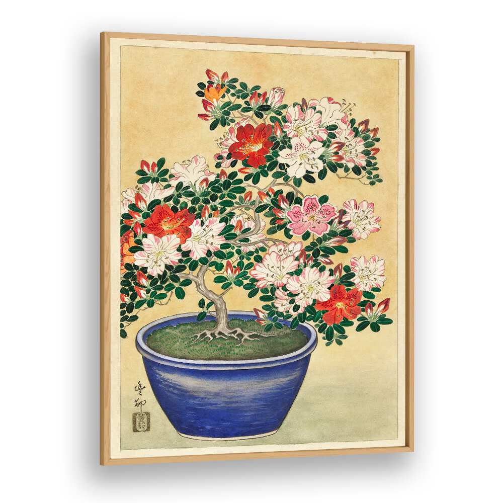 BLOOMING AZALEA IN BLUE POT (1920 - 1930)  , JAPANESE PAINTINGS , JAPANESE ART PRINTS