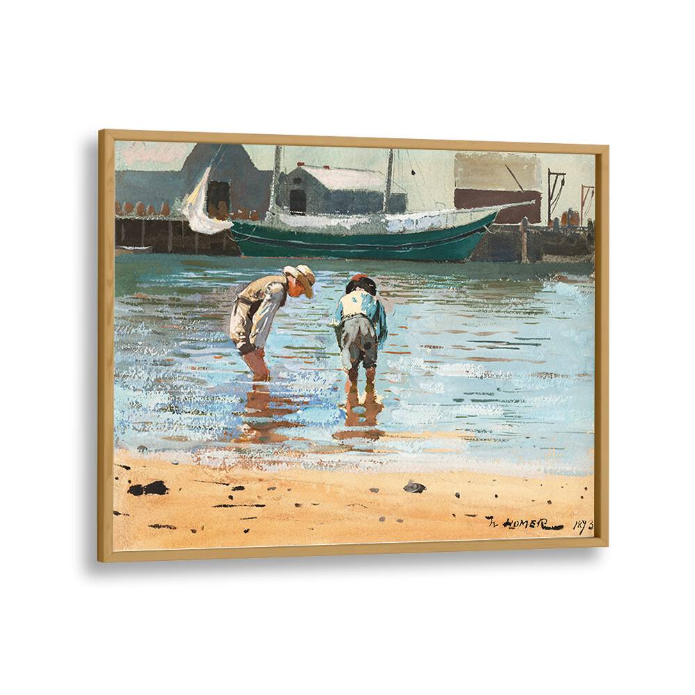 BOYS WADING (1873)  , VINTAGE PAINTINGS